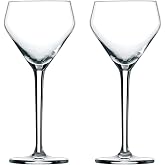 Amehla x The Educated Barfly Collection Coupe Glass Handblown Teardrop Nick and Nora Cocktail Glass - 6-ounce, Set of 2 Martini Glasses for Up Cocktails (Plain)