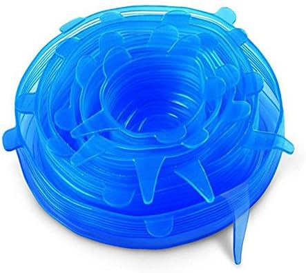 Baiouda Premium Silicone Stretch Lids Kitchen Home Reusable Durable Heat Resistant, Dishwasher, Microwave and Oven Safe Covers 6 PACK