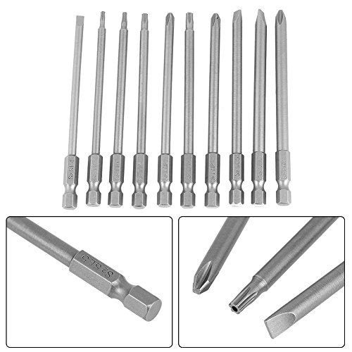 Marhynchus 10pcs Slotted+Cross+Security Star Type Hex Shank Screwdriver Bits Set with Magnetic 1/4\