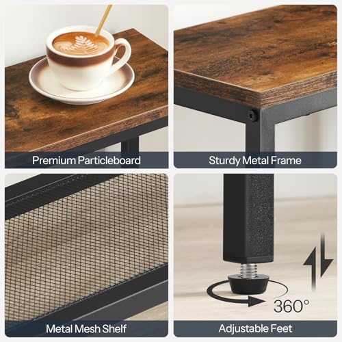 HOOBRO Narrow Console Table with Storage, 75cm Entryway Table with 4 Tier Storage Shelf, Industrial Hallway Table with Metal Frame, Sofa Table for Hallway, Living Room,Bedroom, Rustic Brown EBF79XG01