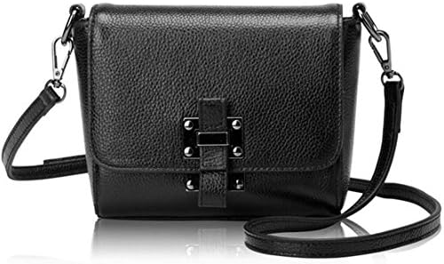 Mokeneye Cow Leather Bag Casual Crossbody Bag Genuine Leather Shoulder Bag Saddle Bag 17011 (Black)