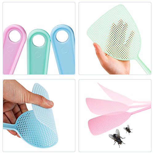 Venustas 6 pack Fly swatter Manual Pest Control Colorful Plastic with 17.5'' Durable Long Handle Home Helper