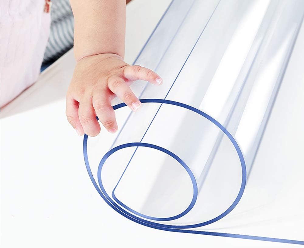 Multi-Size Clear PVC Table Protector Tablecloth Mat Plastic Tablecloth Waterproof Wipeable Vinyl Tablecloth Pad Rectangle Wooden Sofa Patio Table Mat Billiard Desk Pad Furniture Protector 18X60 inch