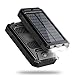Titita Solar Charger, 10000mAh Solar Phone Charger, Waterproof/Shockproof/Dustproof Solar Power Bank Dual USB Battery Bank with 2 LED Light Carabiner for Emergency Travelling Camping, iPhone, Android
