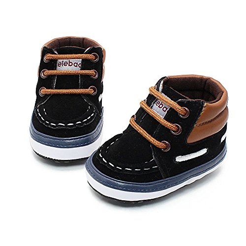 Delebao Infant Toddler Baby Lace Up Soft Sole Hightop Suede Warm