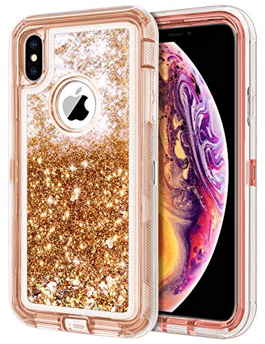 JAKPAK Case for iPhone Xs MAX Case for Girls Women Glitter Bling Sparkle Case for iPhone Xs MAX Heavy Duty Shockproof Protective Case with PC Bumper TPU Back Cover for iPhone Xs MAX 10S MAX Rose Gold