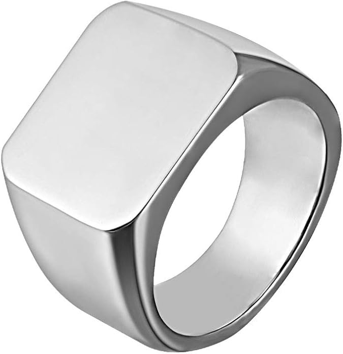 U7 Bague Homme Large Personnalisable Anneau Acier ...