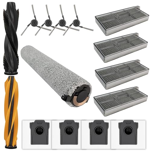 (15 piezas) Aqua10 Ultra RollerPiezas de Repuesto para el robot Aspirador: 2 Cepillos Giratorios, 1 Mopa Giratoria, 4 Filtros HEPA, 4 Bolsas para el Polvo, 4 Cepillos Laterales, kit de Accesorios