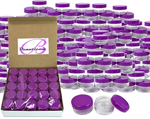Beauticom 5G/5ML High Quality Round Clear Jars with Purple Lids for Beads, Gems, Glitter, Charms, Small Arts and Crafts Items - BPA Free (Quantity: 2000 Pieces)