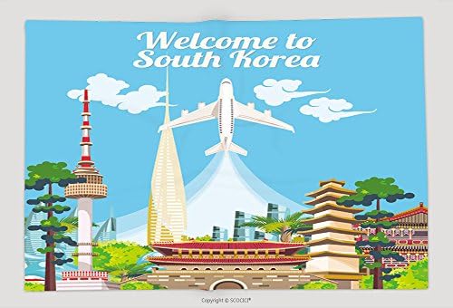 Supersoft Fleece Throw Blanket Travel To South Korea South Korea Travel Vector Poster With Pagodas And Traditional Signs Korea 490684435