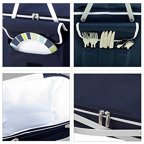 Picnic at Ascot Patented Collapsible Insulated Picnic Basket Equipped