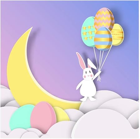 Adacrazy Tema Pascua 10x10ft Vinilo Fotografia Dibujos Animados Lindo Conejito Pascua Sosteniendo Globo Huevo Pascua Manojo Luna Nubes Ilustracion Telon Huevo Pascua Caza Dia Tarjeta Felicitacion Amazon Es Electronica