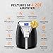 Air Fryer, 4.2 Quart Oilless Hot Air Fryer(W/Cookbook) Oven Large Cooker, Auto Off, Nonstick Basket, LCD Screen & Convenient Buttons, 1500W, Suitable for Dishwasher, 095AB
