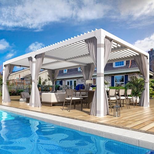 YOLENY 10x20 Louvered Pergola Review: Adjustable Waterproof Roof with Curtains image 24