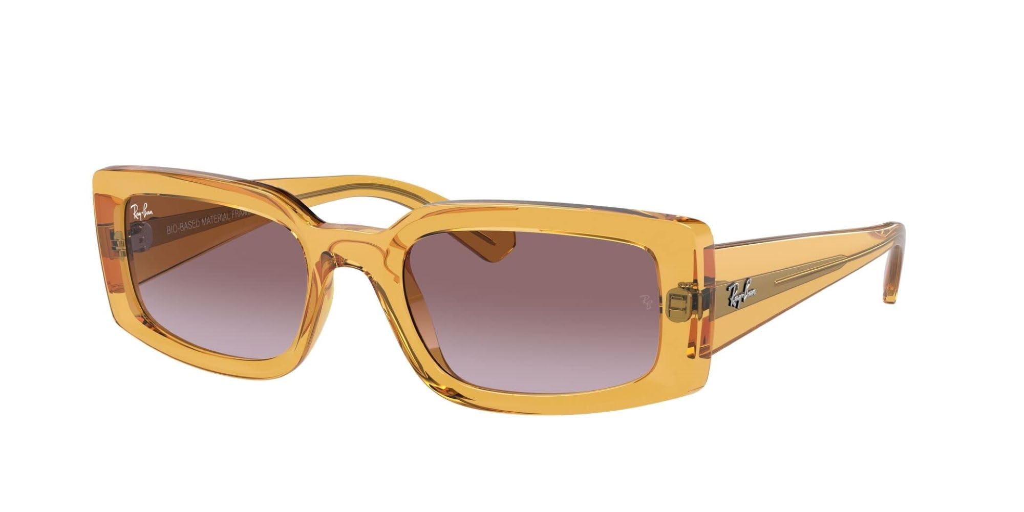 Ray-Ban Womens RB4395 Kiliane Square Sunglasses, Transparent Yellow/Gradient Violet, 54 mm