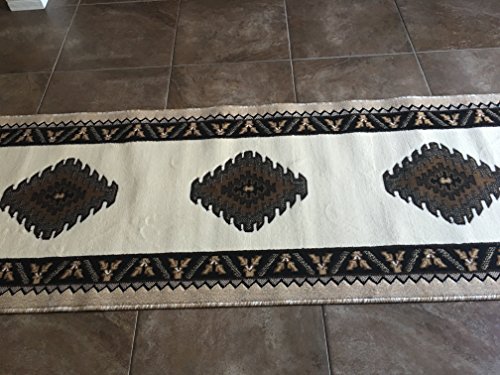 South West Native American Runner Area Rug Ivory Design D143 (2ft4in.X10ft11in.)