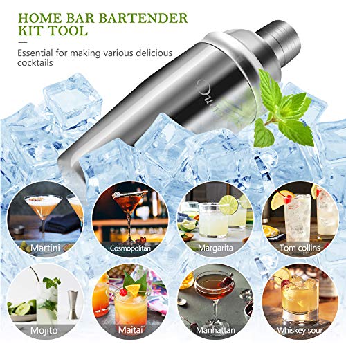 Duerer Barkeeper Kit mit Ständer, 23-teiliges Cocktail Shaker Set mit stilvollem Bambusständer, perfektem Home Bar Tool… – Bild 3