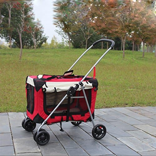 NAUY- Quickly Fold Thickened Pet Dog Hand Bag Handbag Doghouse Car Package Cats And Dogs Pet Stroller Foldable And Washable Can also be car (color : RED)