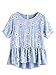 MakeMeChic Women's Ruffle Hem Floral Blouse Short Sleeve Babydoll Top 1-Blue L