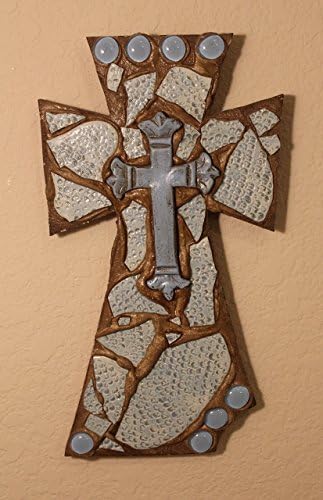 Mosaic Wall Cross, Item # S-811, Religious Home Décor, Christian Home Décor, Pastel Blue Mosaic Cross, 13.5 in. x 7 in., OOAK