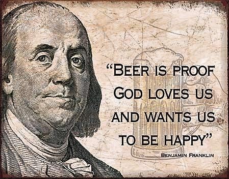 Amazon De Desperate Enterprises Blechschild Ben Franklin Beer Is Proof That God Wants Us To Be Happy