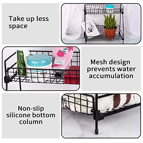 Zengest 2Tier Bathroom Countertop Organizer, Wire Basket Storage