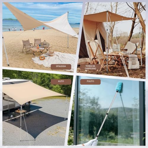 JAICOM Set of 2 – 4 Aluminium Telescopic Awning Rods Extendable Adjustable 95-230cm Suitable for Camping, Tent, Tarpaulin, Canopy, Beach