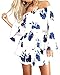 PiePieBuy Women Sexy A-Line Off the Shoulder Flare Sleeve Floral Print Lace Up Waist Summer Beach Maxi Dress Casual