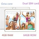 10.1 inch Tablet Android 6.0 GPS Octa Core 2560X1600 IPS Bluetooth RAM 4GB ROM 64GB 13.0 MP 3G Phone Call Tablets PC Dual sim card TYD-107-WB (White)