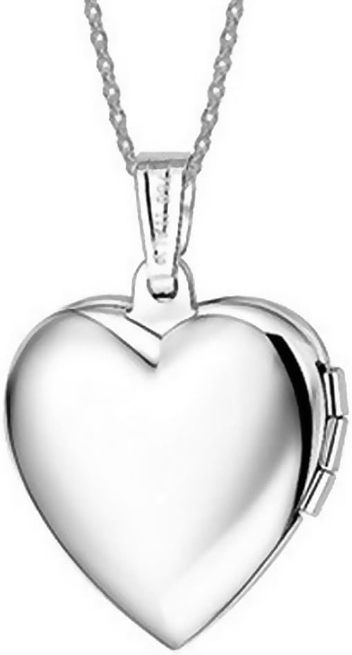 Girl's Silver Heart Locket Pendant Necklace 18" Enamel Blue