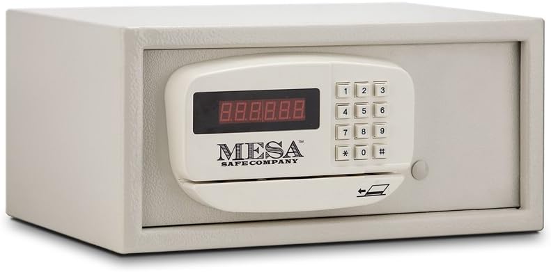 Mesa Safe Company Model MH101 Residential and Hotel Electronic Burglary Safe, Cream - Credit Card Operated Safe - 