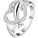BOHG Jewelry Womens 925 Sterling Silver Plated Heart Dolphin Cute Eternity Ring Love Promise Wedding Band Size 7