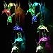 LED Solar Hummingbird Wind Chimes Outdoor - Waterproof Mobile Changing Light Color Wind Chime, Six Hummingbirds LED Wind Chimes for Home, Xmas Mom Gifts, Party, Festival Decor, Night Garden Decoration
