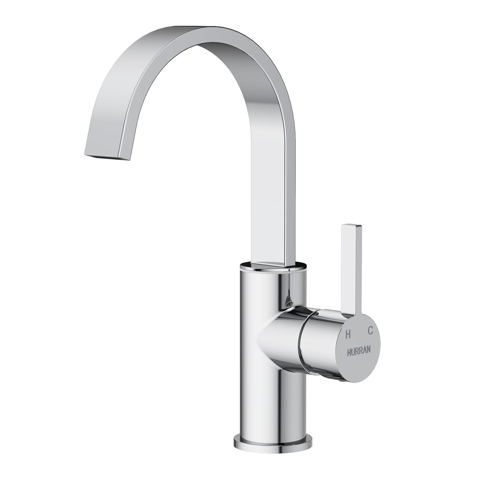 Photo 1 of Kitchen Faucets Bar Sink Faucet, Hurran Chrome Stainless Steel Kitchen Sink Faucets, Flat Pipe Faucet 1 Hole Single Handle with 2 Supply Hoses for Vanity Rv Farmhouse Lavatory Outdoor Sink