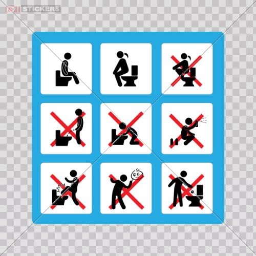 Decal Vinyl Stickers Toilet Sing Size: 5 X 5 Inches Vinyl color print