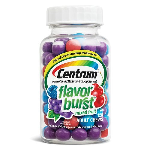 Centrum Flavor Burst Chews Adult Multivitamins, Mixed Fruit 120 ea Pack of 4