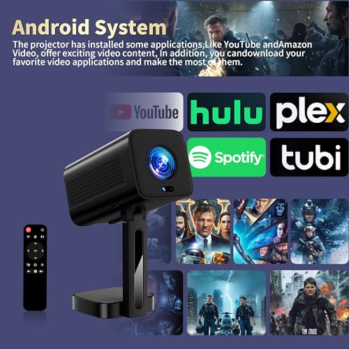 4K Mini Projector 2026 Upgraded Support Native 1080P FHD, Smart Projector [Built-in Apps] with WiFi and Bluetooth, Real-Time Auto Focus & Keystone Correction Supports TV Stick/iPad/Laptop/HDMI - Black