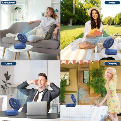 Table Fan, USB Rechargeable Powerful Quiet Fans with Remote Control, LED Display, 120° Rotation Oscillating, 3 Speed, Portable Fan for Office, Bedroom, Camping