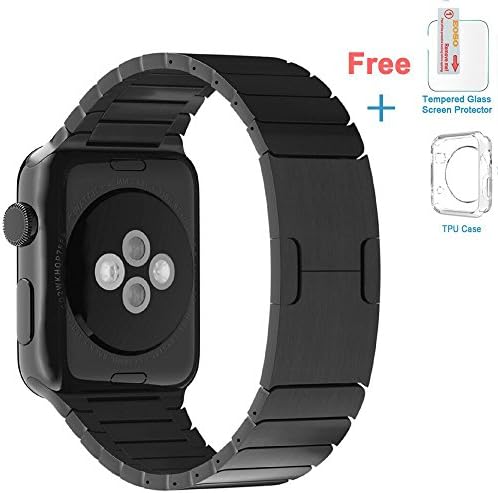 Eoso Stainless Steel Replacement Band Wrist Strap with Bracelet Clasp for Apple Watch Series 4/3/2/1 (Bracelet 2019 Black, 42 mm)