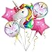 Unicorn Balloons Birthday Party Decorations - Pack of 6, Unicorn Party Supplies Large Rainbow Mylar Balloon for Unicorn Theme Bday Party Decor, First Birthday Party for Girls