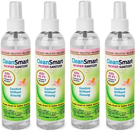 CleanSmart Pacifier Sanitizer Spray Flu More. Breaks Down To Simple Saline for No Rinse. 8oz., (4 pack)