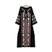 R.Vivimos® Women Cotton 3/4 Sleeve V Neck Side Split Long Dresses + Lining 2 Piece