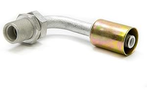 Vintage Air Fitting, Bulkhead, AC Refrigerant, 90 Degree, 8 AN Hose Crimp to 8 AN Male O-Ring Bulkhead, Aluminum/Steel, Natural/Zinc Oxide, Each