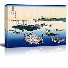 Canvas Wll Art - Tsukuda Island in Musashi Province by Japanese Artist Hokusai - Thirty-six Views of Mount Fuji Series - Giclee Print and Stretched Ready to Hang - 12"x18"