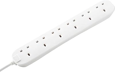 Masterplug Six Socket Extension Lead 2m Cable Unswitched 6-Way BS1363-2