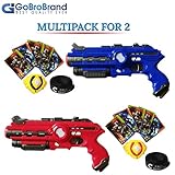 GoBroBrand Laser Tag Gun Toy Blast Set - The Lazer tag Gun set includes 4 Team player settings, 2 guns 2 Badges, 2 Belts, 10 Cards, - Best Toy Gift Kids For Boys Girls age 3, 4, 5, 6 - 12yrs old