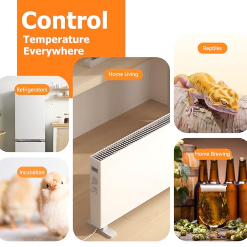 Inkbird C236T WiFi Thermostat with Probe, Heating and Cooling, Alarm Function, LCD Display, Thermostat Socket for Home, Reptiles, Greenhouse, Incubation