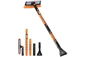 EcoNour 49" Extendable Squeegee Snow Brush and Ice Scraper for Car Windshield & Windows | 270° Telescopic Snow Broom with Pivoting Squeegee | Heavy Duty Car Snow Removal Tool for SUV, Truck & Car