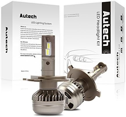 Autech H4 LED Headlight Bulbs LED Headlight Bulb Conversion Kit 50W 6500Lm 6000K Cool White 3-Year Warranty