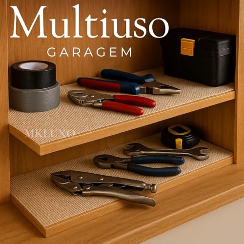 Kit 2 Unidades Forro Protetor para Gaveta de Cozinha Antiderrapante Armario Prateleira Multiuso Dispensa Lavável Recortável Casa Garagem Banheiro Geladeira Fácil de Limpar Mesa (Bege Claro)